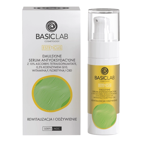 Emulsyjne serum antyoksydacyjne z 10% ascorbyl tetraisopalmitate Rewitalizacja i Odżywienie